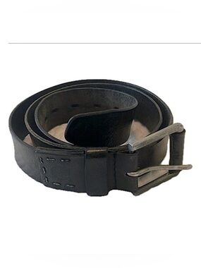 Vintage Mulberry genuine leather belt, silver metal buckle, black, 38